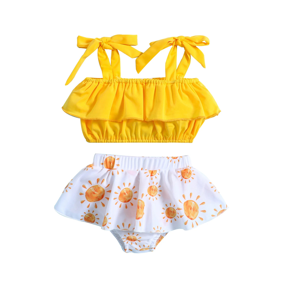 Tregren Babymeisjesbadpak met ruches en tutu-shorts 