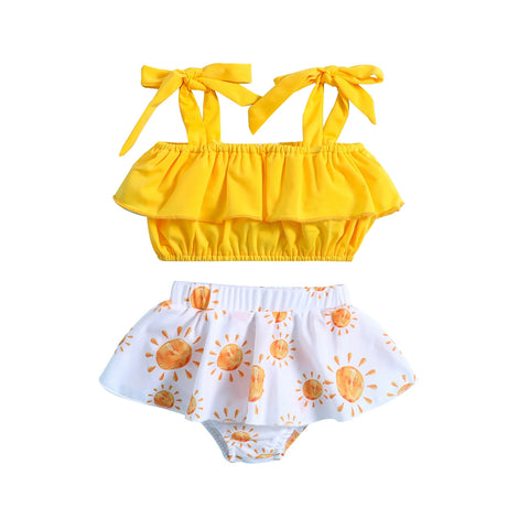 Tregren Babymeisjesbadpak met ruches en tutu-shorts 
