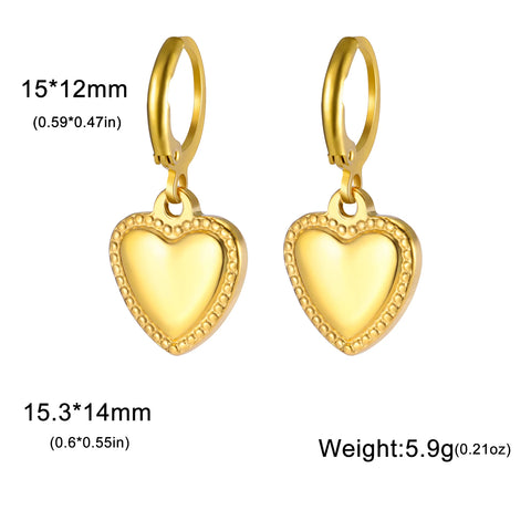 Skyrim Gold Color Stainless Steel Women's Heart Starfish Sun Pendant Hoop Earrings - Fashion Jewelry Gift