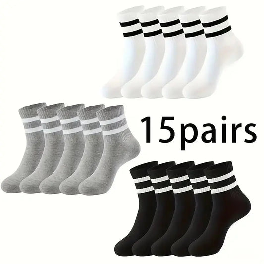 Men's Casual Striped Socks - 6/10/15/20 Pairs