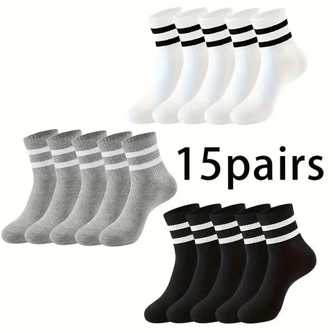Men's Casual Striped Socks - 6/10/15/20 Pairs