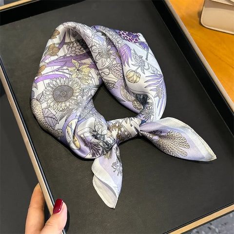 2025 100% Real Silk Scarf - 53cm Square Women's Bandelet