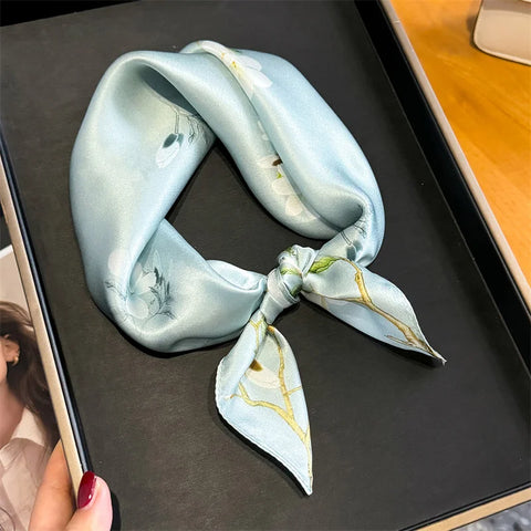 2025 100% Real Silk Scarf - 53cm Square Women's Bandelet