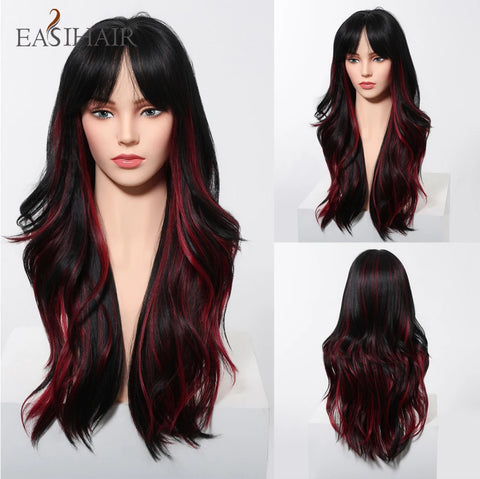 DropShipping EASIHAIR Long Blonde Ombre Synthetic Wigs for Women - Wavy High Density Cosplay Wig