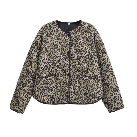 MUJER Luipaardprint Oversized Jas voor Dames – Stijlvolle Jas met Drukknopen 2025