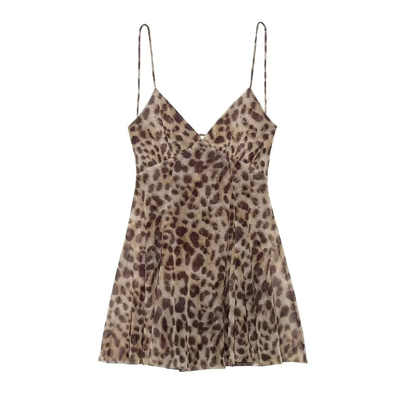 MUJER Leopard Print Tulle Dress