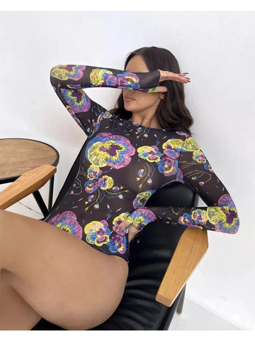 10 kleuren retro badpak met lange mouwen, eendelig badpak voor vrouwen (2025)