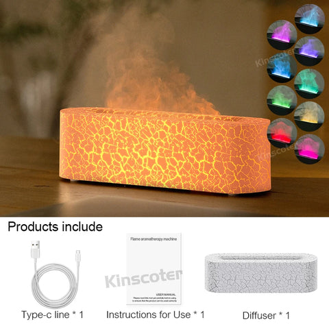 KINSCOTER Essential Oil Aroma Diffuser with Realistic Flame Effect and RGB Night Light