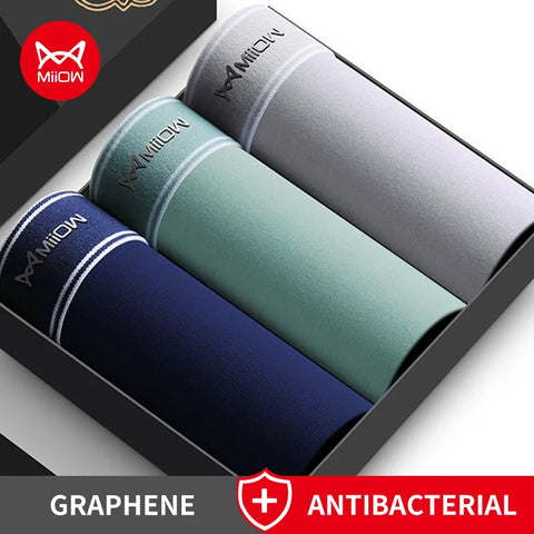 MiiOW 3Pcs Cotton Men's Underwear - Breathable Graphene Antibacterial Boxers