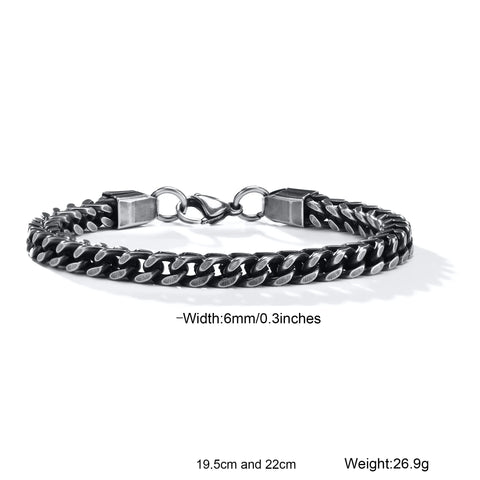 Stylish Stainless Steel Bali Foxtail Chain Bracelet for Men - Double Franco Link Chain Bracelet