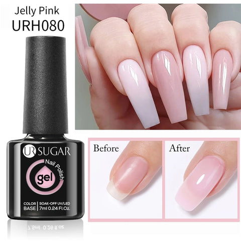 UR SUGAR Glitter Rubber Base Gel - Aurora Chameleon Pink Gold Flakes