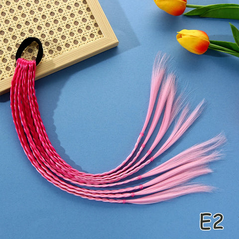 Colorful Synthetic Kids Ponytail Wigs with Headbands and Rubber Bands