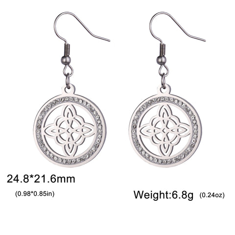 Skyrim Witch Knot Drop Earrings - Stainless Steel Amulet with Clear Zircon Pendant | Unique Witchcraft Jewelry for Valentine’s Day
