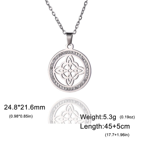 Skyrim Witchcraft Witch Knot Necklace - Stainless Steel Amulet with Clear Zircon Pendant | Perfect Wicca Jewelry Gift