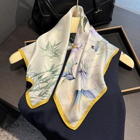 2025 100% Real Silk Scarf - 53cm Square Women's Bandelet