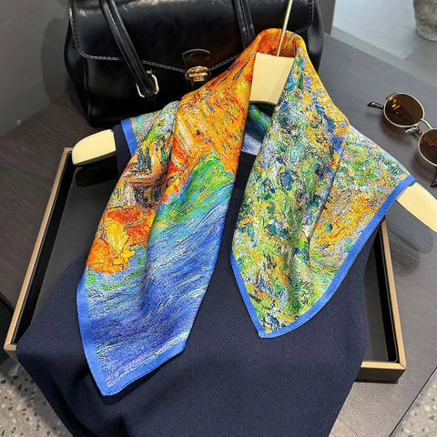 2025 100% Real Silk Scarf - 53cm Square Women's Bandelet