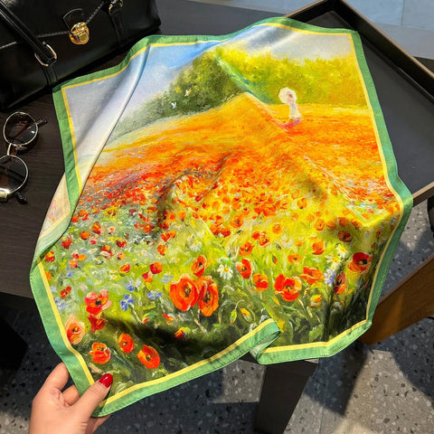 2025 100% Real Silk Scarf - 53cm Square Women's Bandelet