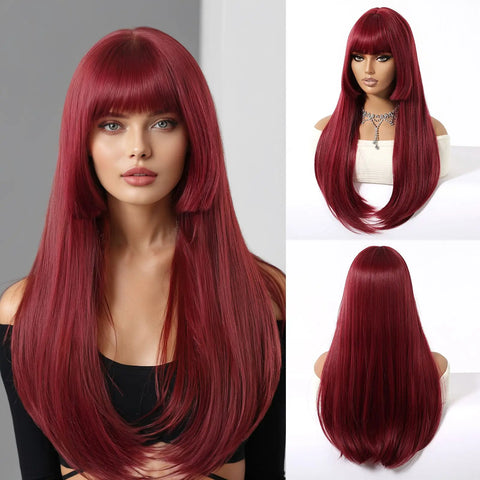 Blonde Golden Synthetic Wigs Long Straight Hair Natural Wig for Women Middle Part Wigs Cosplay Party Heat Resistant Fake Hair