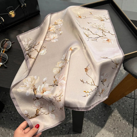 2025 100% Real Silk Scarf - 53cm Square Women's Bandelet