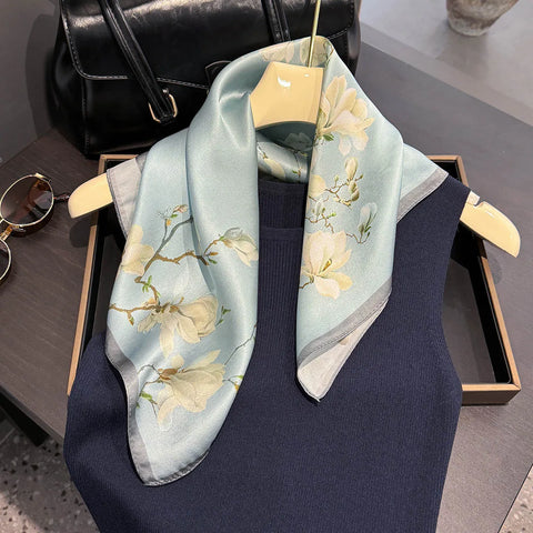 2025 100% Real Silk Scarf - 53cm Square Women's Bandelet