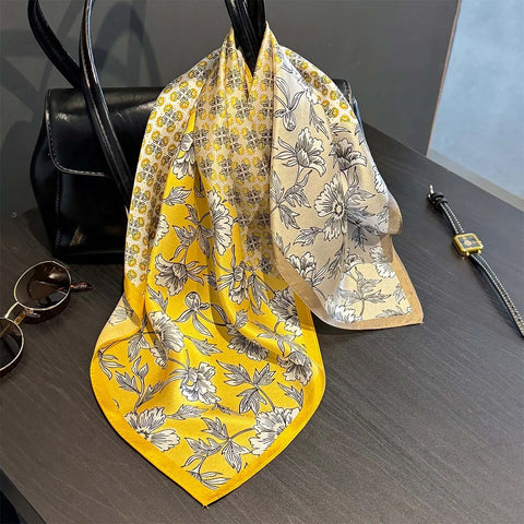 2025 100% Real Silk Scarf - 53cm Square Women's Bandelet