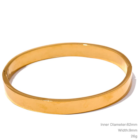Yhpup High Quality Stainless Steel Round Wide Bracelet Bangle – Fashion Texture in Gold and Silver Color, Waterproof Charm Jewelry Gift