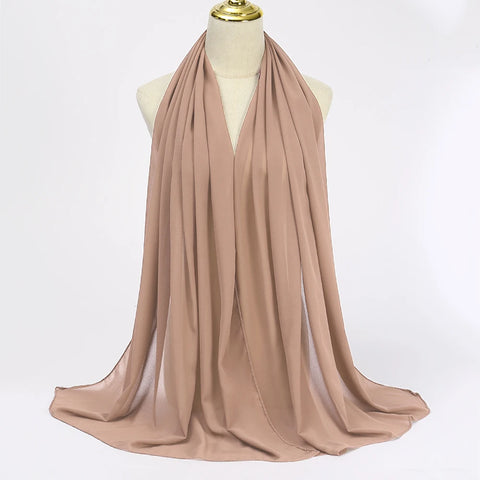 Elegant Muslim Chiffon Hijab Scarf - Lightweight Long Solid Color Head Wrap for Women