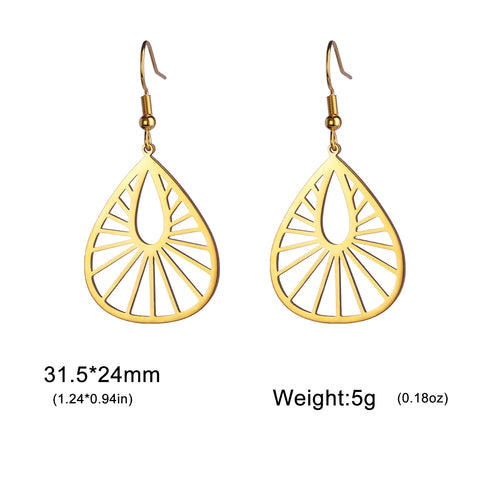 Skyrim Bohemian Flower Filigree Drop Earrings - Stainless Steel Waterproof Dangle Earrings for Women
