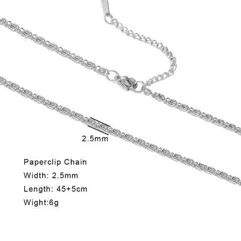 Skyrim Stainless Steel Gold Color Chain Necklace for Women – Minimalist Cuban Paperclip Twisted Snake Chain Fashion Jewelry