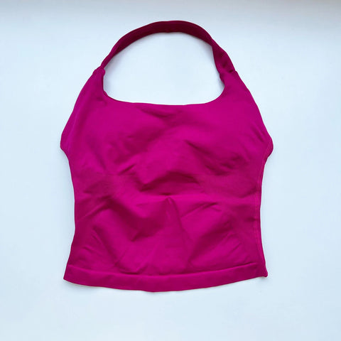 NCLAGEN Women's Longline Strappy Gym Halter Top - Padded Activewear for Yoga, Fitness & Running
