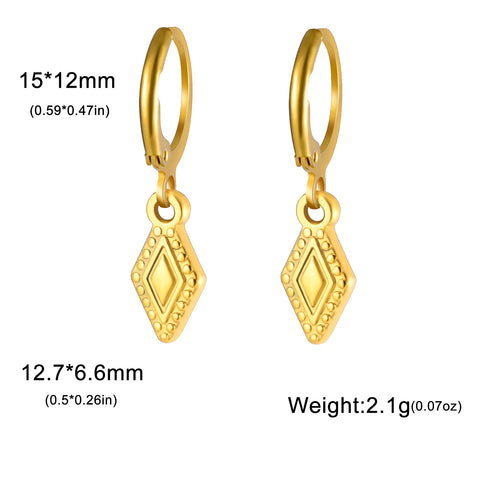 Skyrim Gold Color Stainless Steel Women's Heart Starfish Sun Pendant Hoop Earrings - Fashion Jewelry Gift