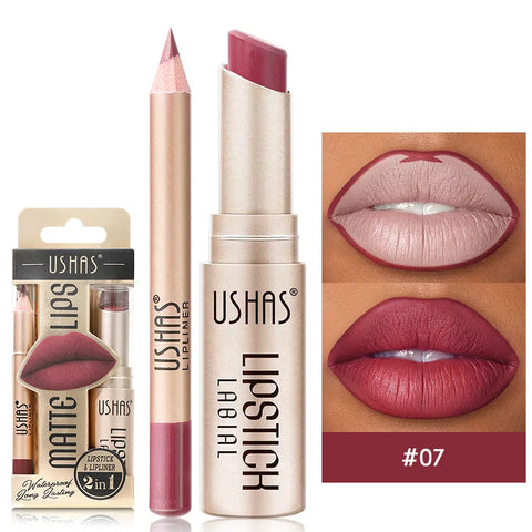 USHAS 12 Color Lip Liner + Lipstick Set