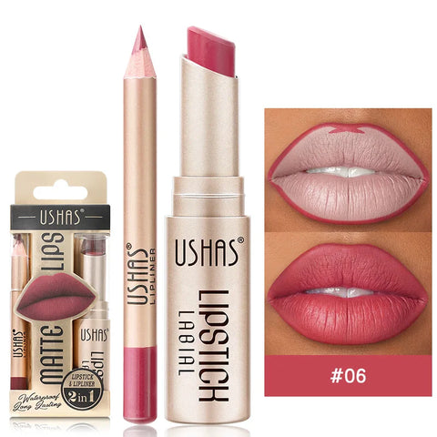 USHAS 12 Color Lip Liner + Lipstick Set