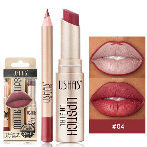 USHAS 12 Color Lip Liner + Lipstick Set
