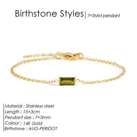 eManco Fashion Jewelry Stainless Steel 7*3MM Square Birthstone Bracelet with Sparkling Rhinestones