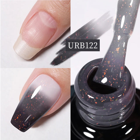 UR SUGAR Glitter Rubber Base Gel - Aurora Chameleon Pink Gold Flakes