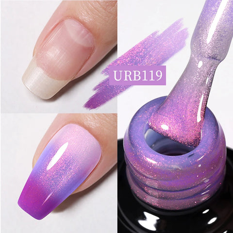 UR SUGAR Glitter Rubber Base Gel - Aurora Chameleon Pink Gold Flakes