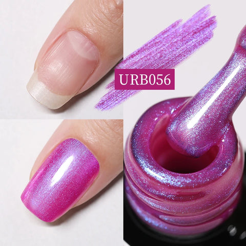 UR SUGAR Glitter Rubber Base Gel - Aurora Chameleon Pink Gold Flakes
