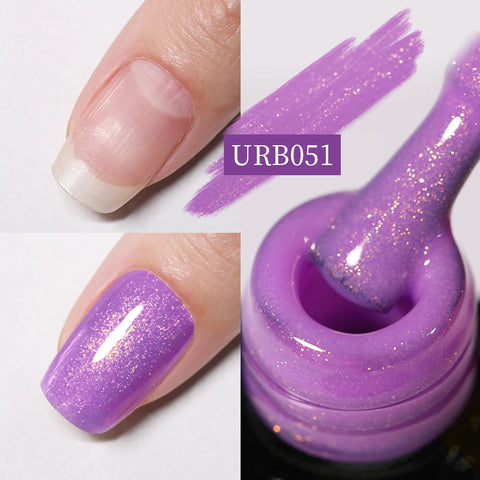 UR SUGAR Glitter Rubber Base Gel - Aurora Chameleon Pink Gold Flakes