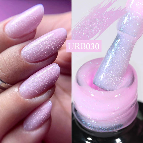 UR SUGAR Glitter Rubber Base Gel - Aurora Chameleon Pink Gold Flakes