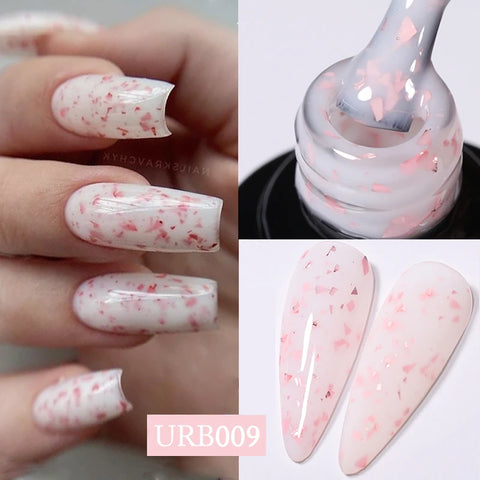 UR SUGAR Glitter Rubber Base Gel - Aurora Chameleon Pink Gold Flakes
