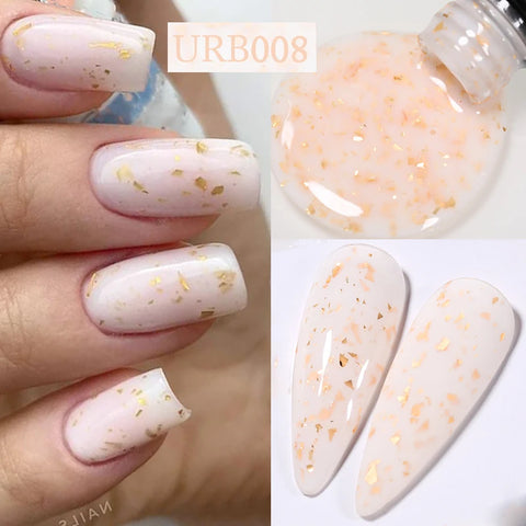 UR SUGAR Glitter Rubber Base Gel - Aurora Chameleon Pink Gold Flakes