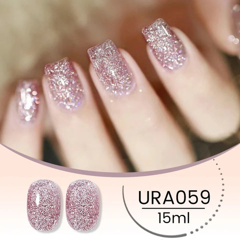 UR SUGAR 15ml Champagne Gold Silver Reflective Glitter Gel Nail Polish