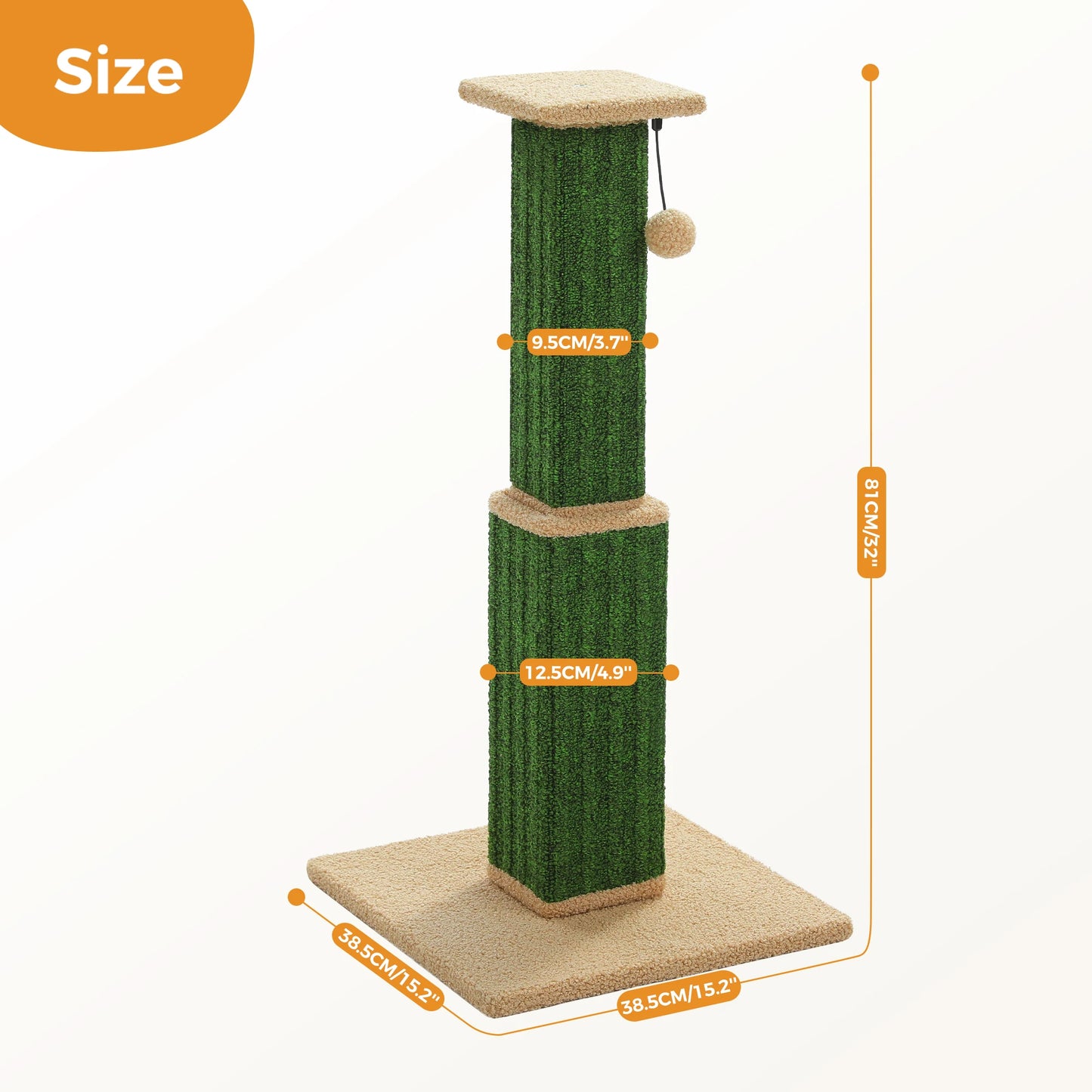 Large Cat Scratching Post for Indoor Cats - Ultimate Scratch Post with Sisal and Dangling Ball