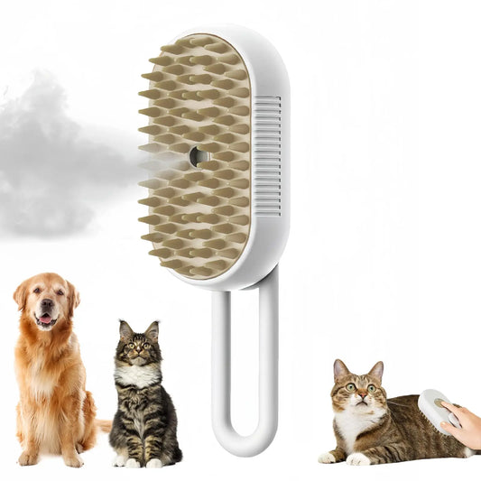 3-in-1 Electric Pet Brush - Cat & Dog Grooming with Spray & Massage