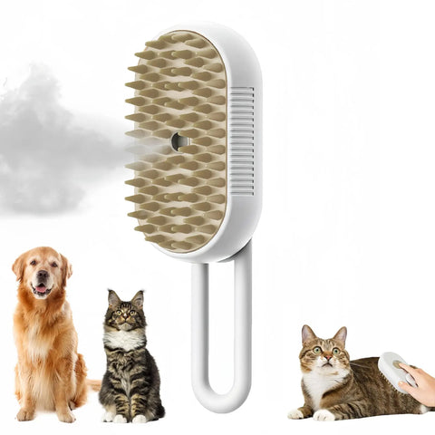 3-in-1 Electric Pet Brush - Cat & Dog Grooming with Spray & Massage