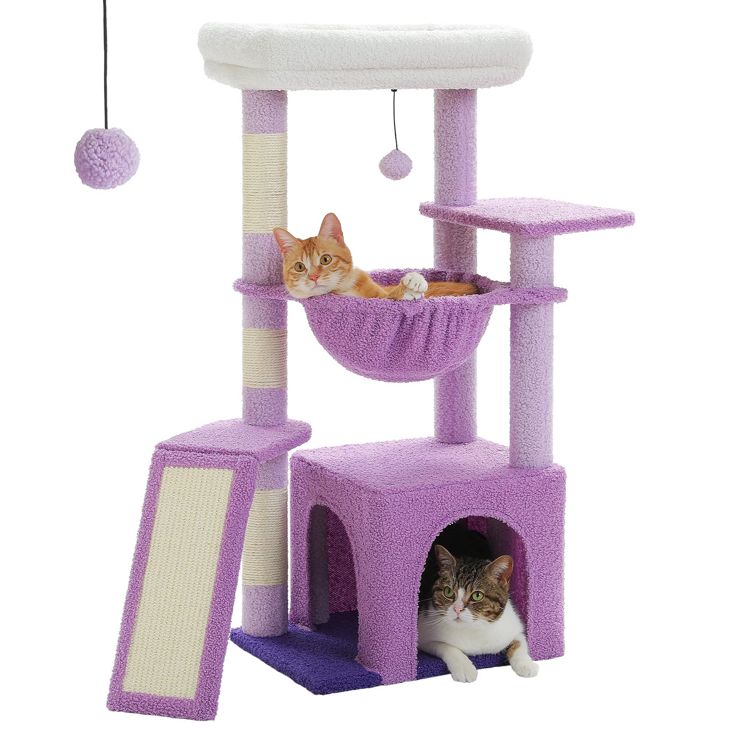 Cat Tree for Indoor Cats - Small Cat Tower with Cozy Condo, Hammock & Scratching Posts