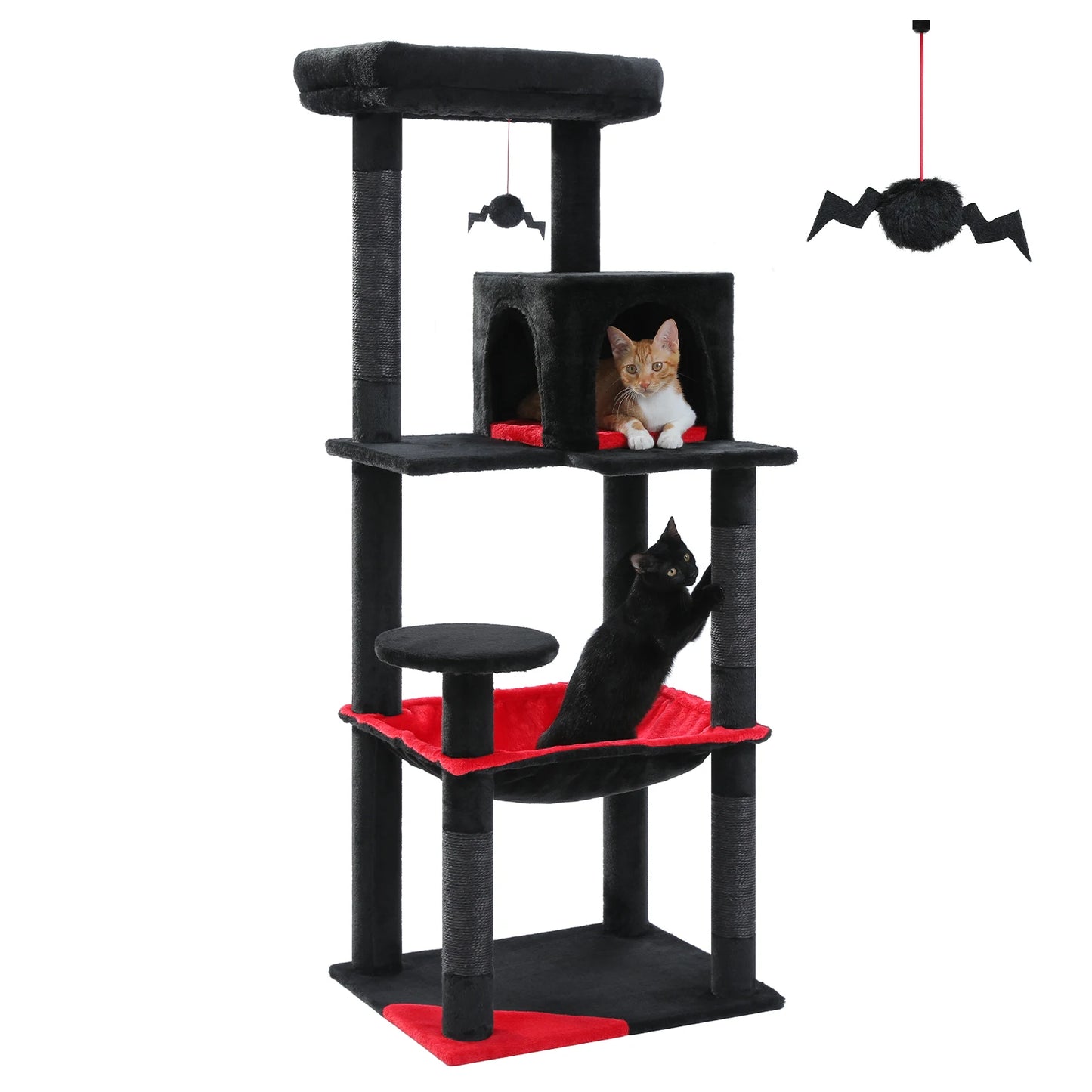 Gothic Cat Tree for Indoor Cats with Large Hammock and Scratching Posts