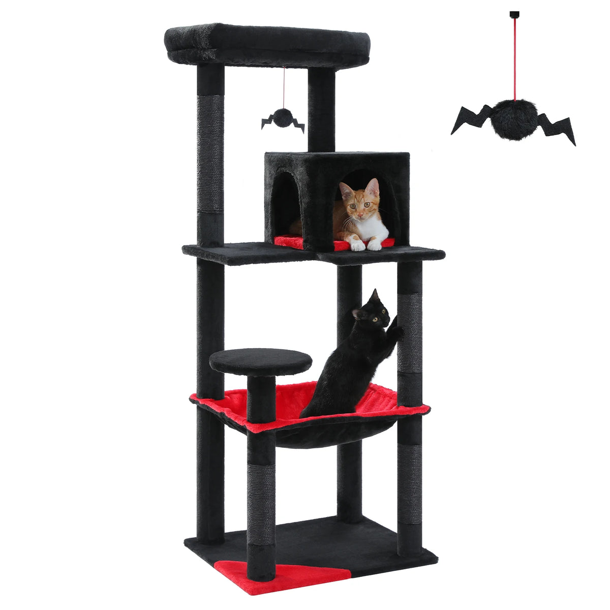 Gothic Cat Tree for Indoor Cats with Large Hammock and Scratching Posts