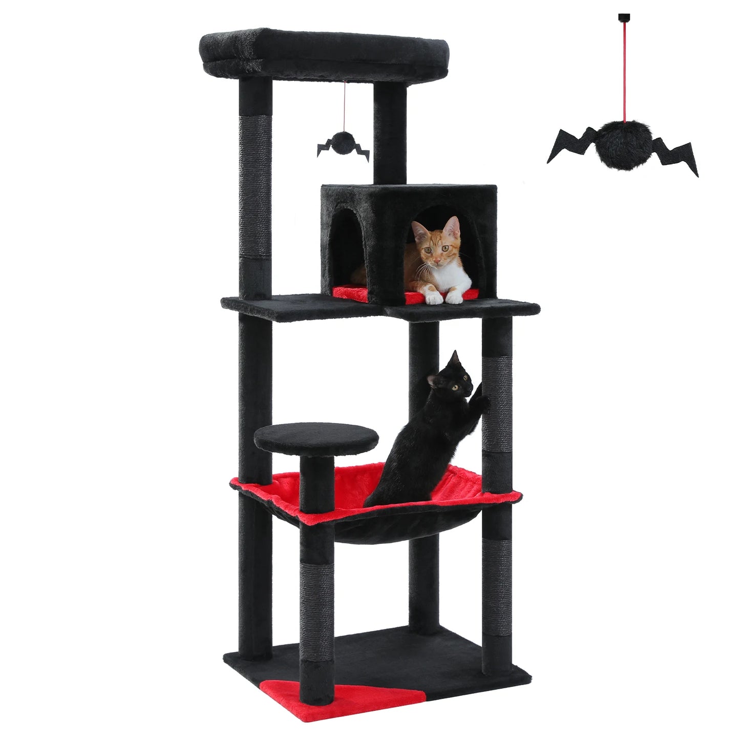 5-Level Cat Tree Tower for Large Indoor Cats with Hammock and Cozy Perch